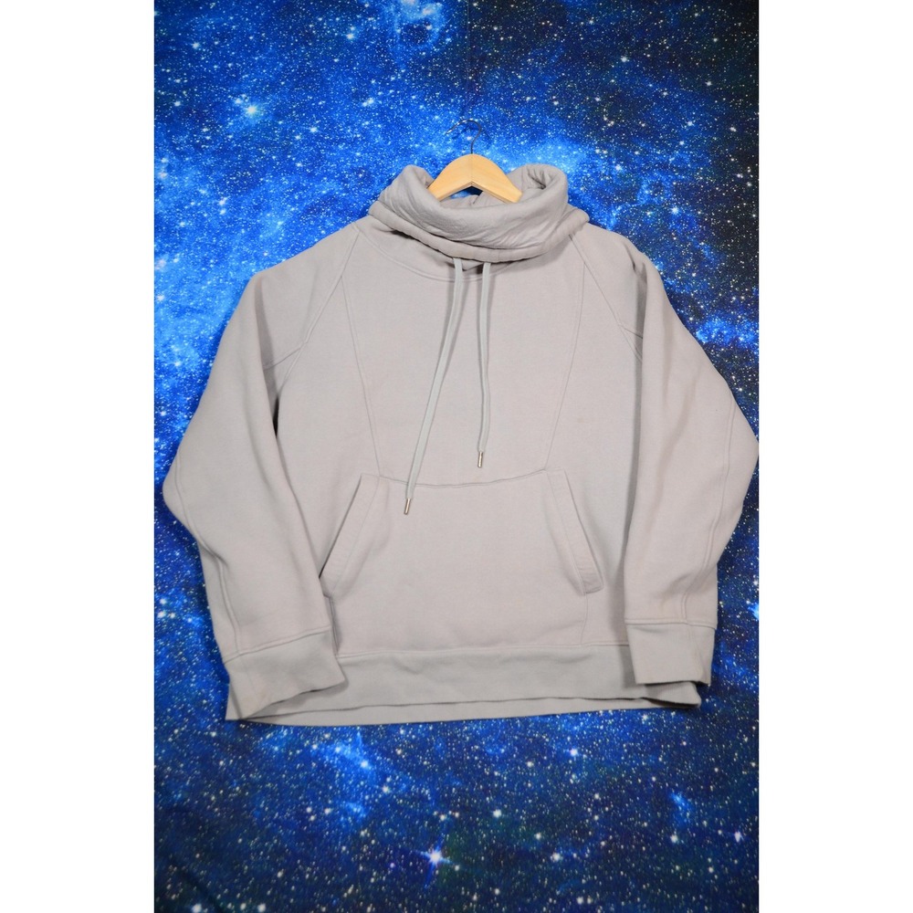 Helmut Lang Hoodie Mens XL Gray Pullover Cowl Neck Fleece Kangaroo Pocket